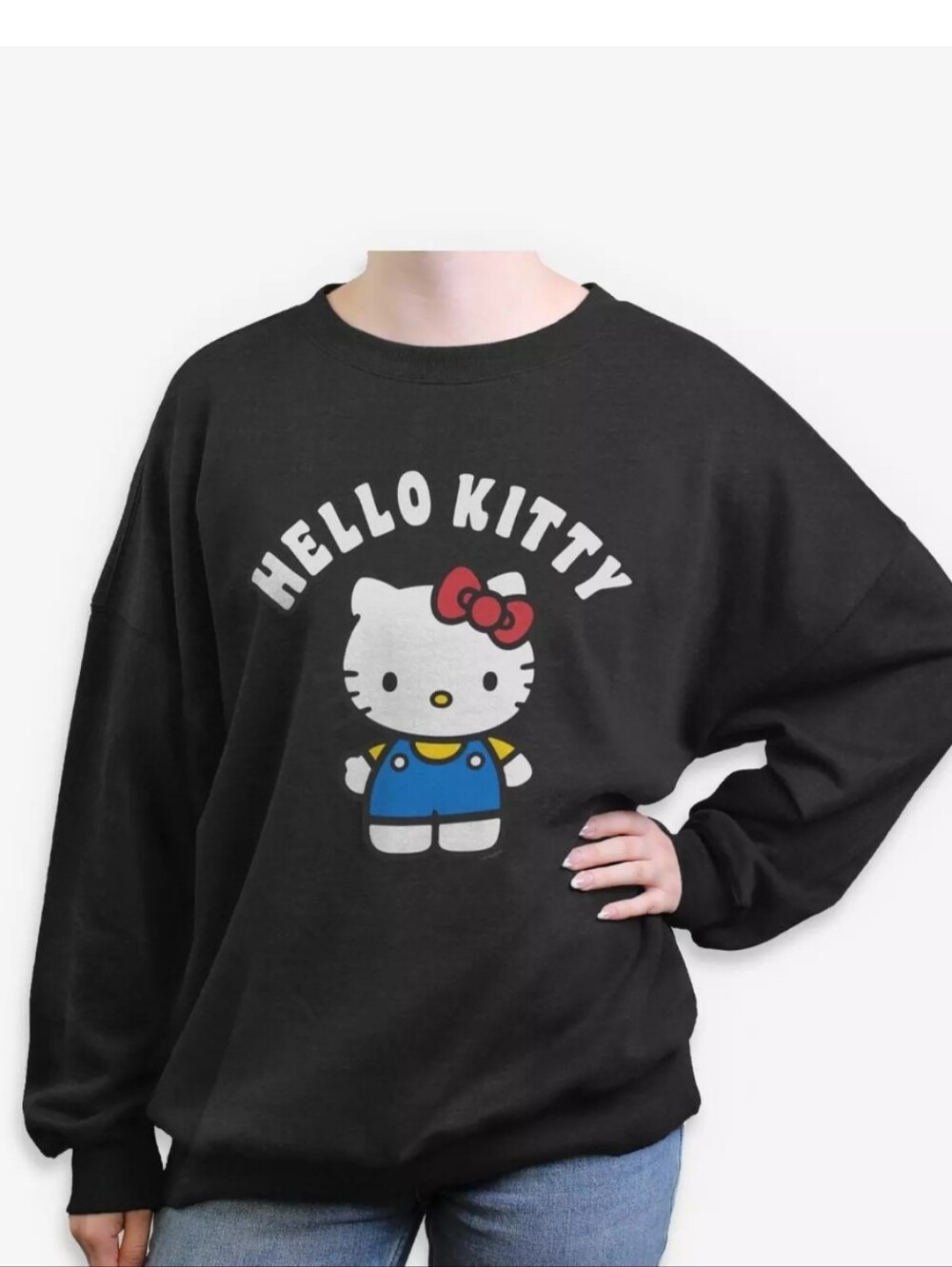 Hello Kitty Black Sweatshirt with Red Bow and Blue Outfit